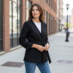 .Normaluisa Mohair Blend Tweed Blazer-Jacket XS Black #198C